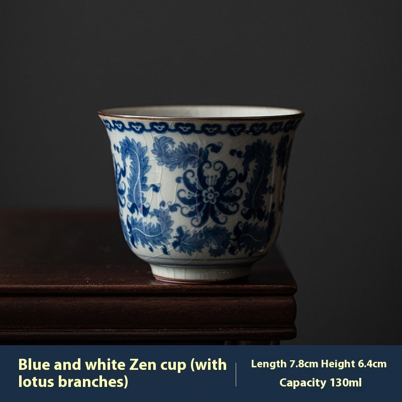 Retro Old Clay Gracked Glaze Lantern Set Sequence Blue And White Tea Cup