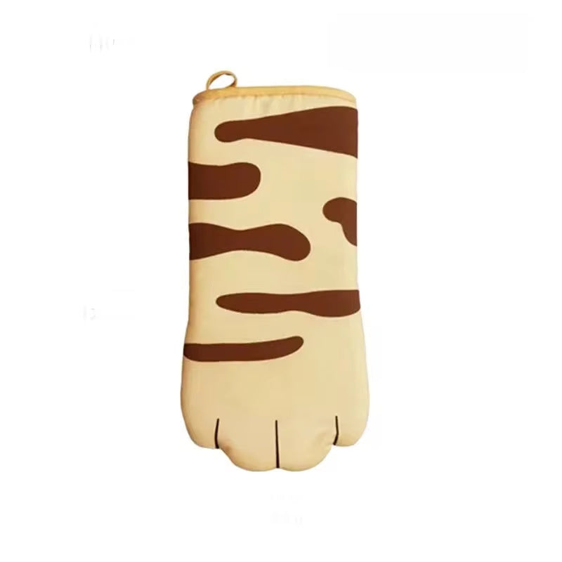 Microwave Long Cotton Gloves Cute Cat Paws Oven Insulation Gloves Heat Resistant Non-Slip Single Glove Kitchen Baking Supplies