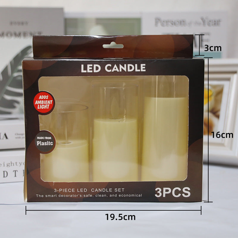 Led Electronic Luminous Candle Transparent Glass