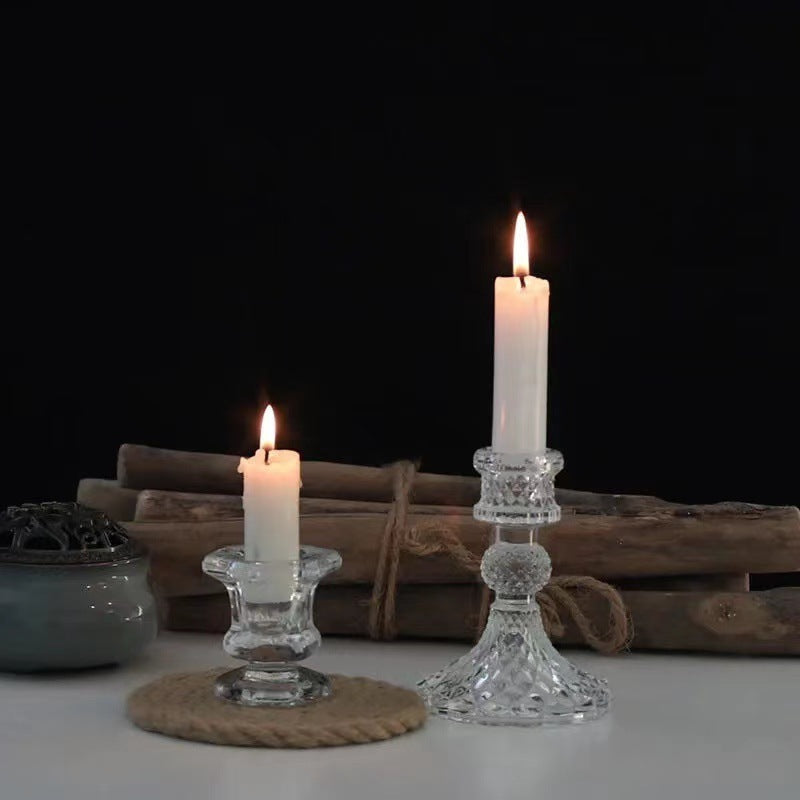 Glass Candlestick Home Pole Candle Base Romantic Dining Table