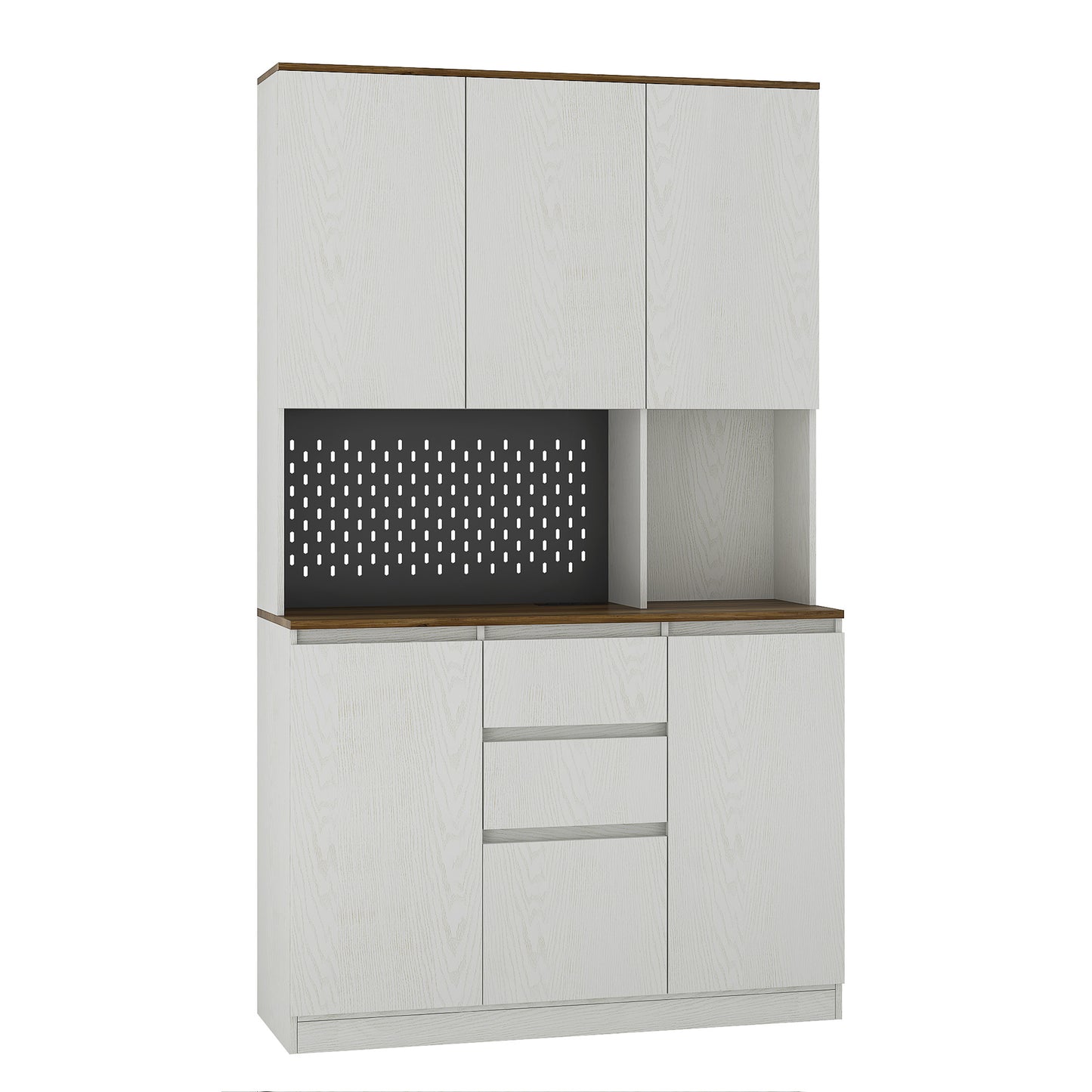 Kitchen Pantry Cabinet With Charging Station,Freestanding Buffet Cupboards Sideboard With Drawer,with LED Lights,Modern Pantry Cabinet With Microwave Stand For Kitchen,Living Room,Dinning Room