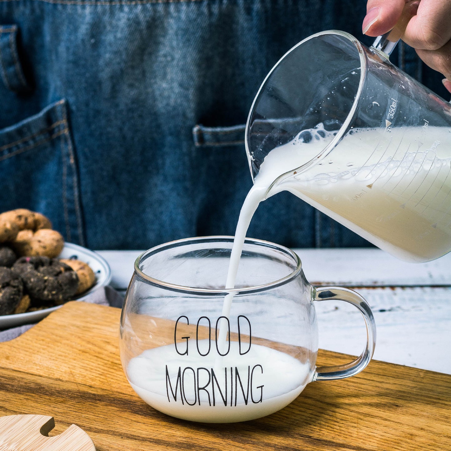 Pyrex Glass With Put Milk Breakfast Cup