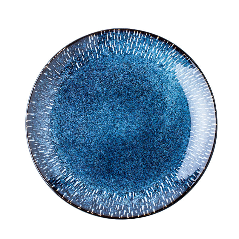 Home Blue Creative Ceramic Dish Round Plate