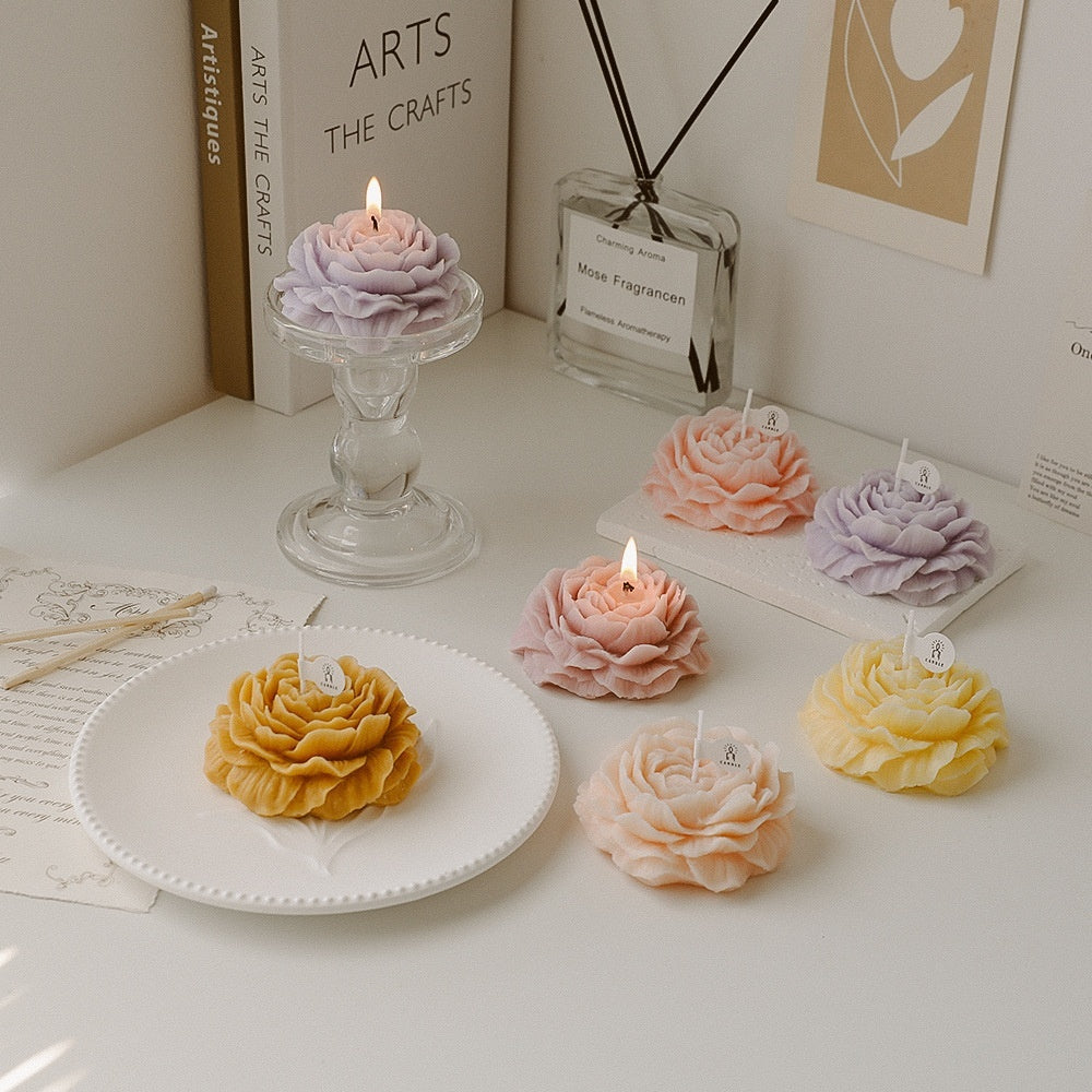 Hand Gift Peony Flower Shape Candle Ornaments