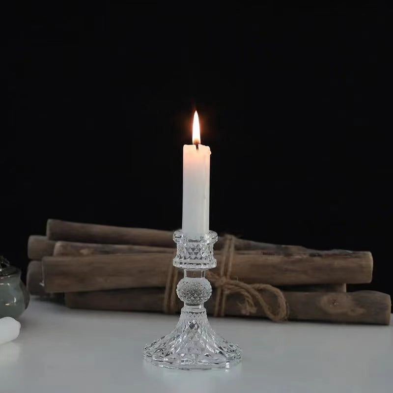 Glass Candlestick Home Pole Candle Base Romantic Dining Table
