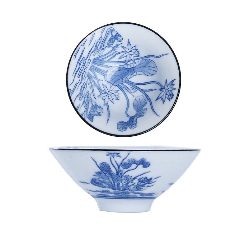 Ceramic Kung Fu Tea Cup Japanese Blue And White Porcelain