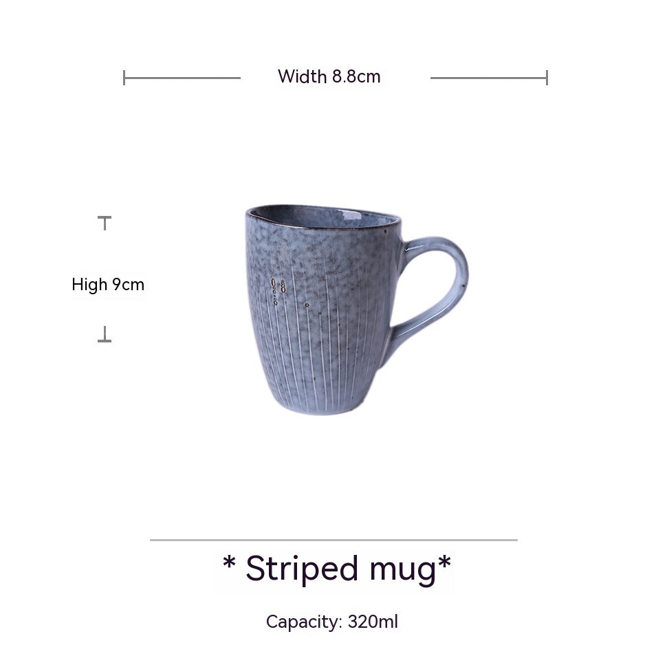 Creative Vintage Stripe Ceramic Mug Kiln Baked Kettle