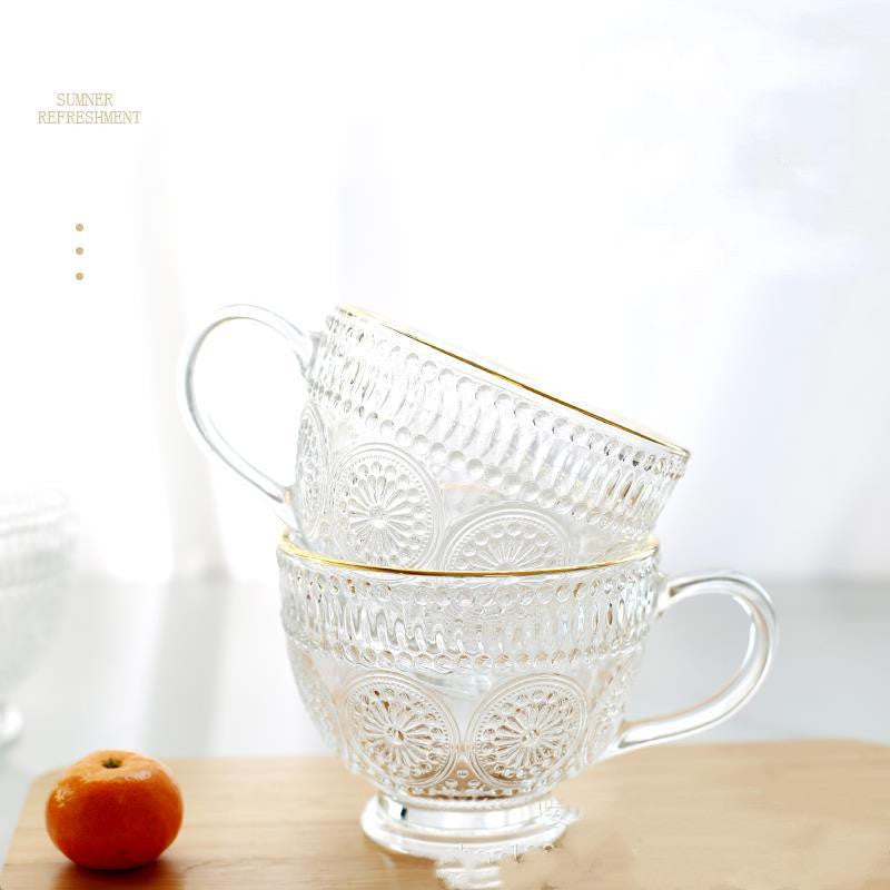 European Style Retro Embossed Phnom Penh Sunflower Glass Home Student With A Water Cup