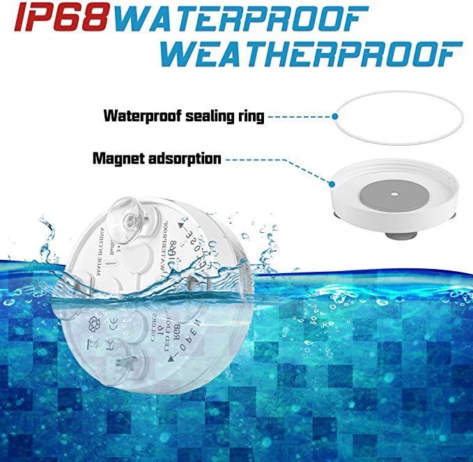 LED Swimming Pool Light RGB Underwater Light Waterproof Remote Control Diving Light Suction Cup Magnet Fish Tank Underwater Light