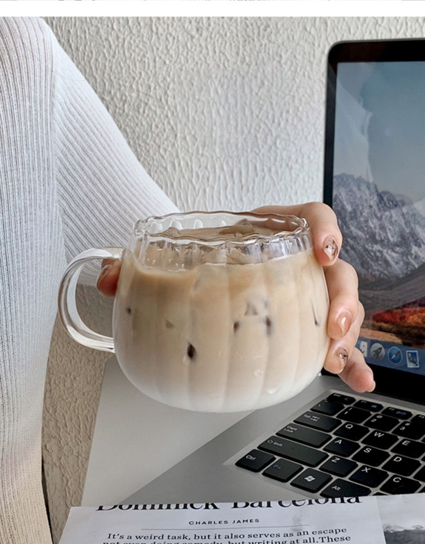 Office Borosilicate Household Girl Milk Breakfast Glass Coffee Cup With Handle