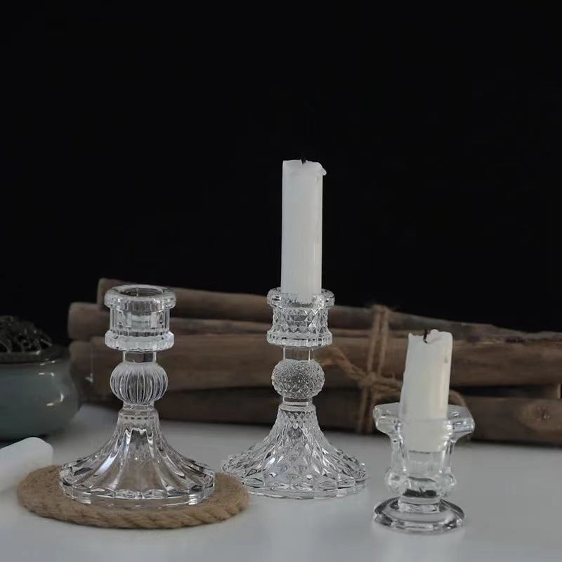 Glass Candlestick Home Pole Candle Base Romantic Dining Table
