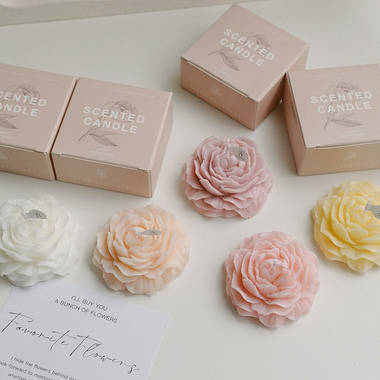 Hand Gift Peony Flower Shape Candle Ornaments