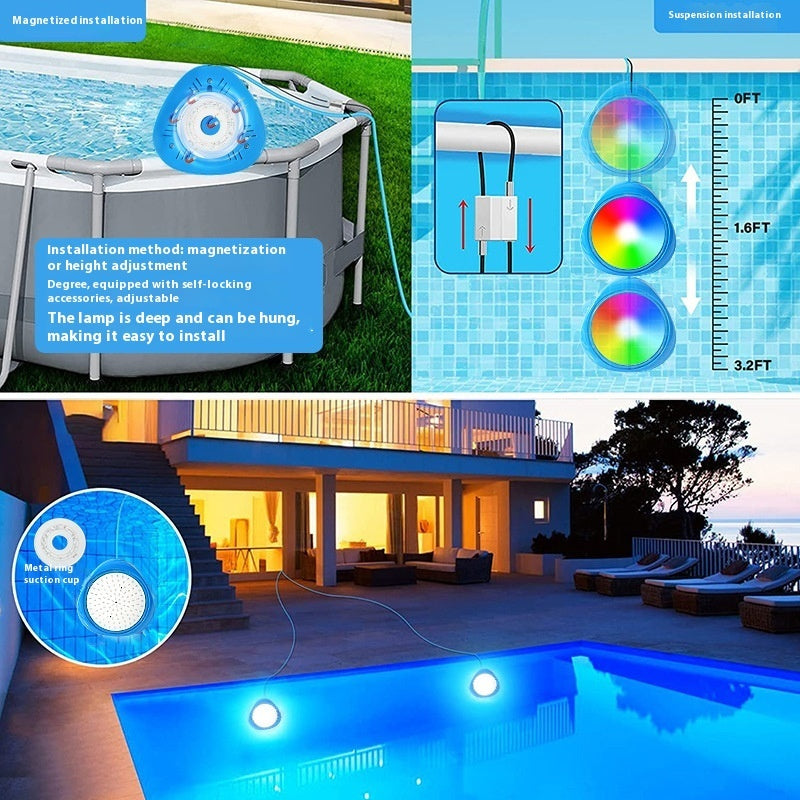 Hanging Swimming Pool Light Waterproof IP68 Colorful Bluetooth Underwater Light