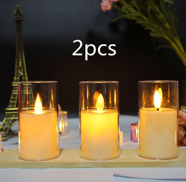 Led Electronic Luminous Candle  Transparent Glass