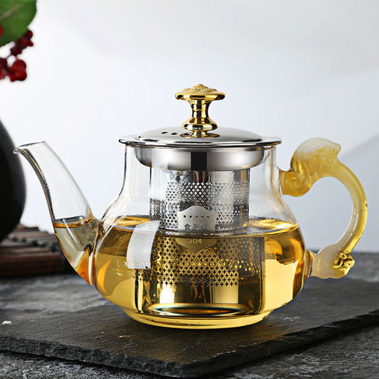 Glass Teapot Household Teapot Office Tea Brewing Pot Stainless Steel Strainer Teapot Kettle