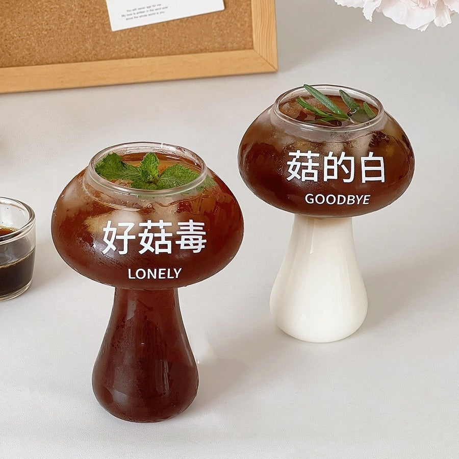Creative Funny Internet Celebrity Water Cup Printed Mushroom Cup Glass Cup