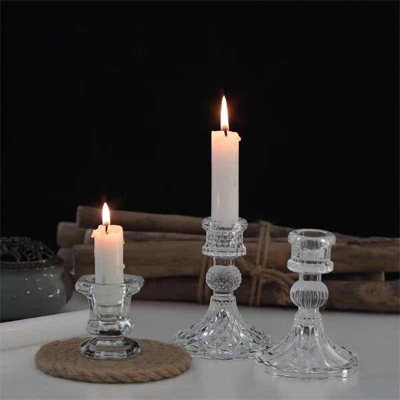 Glass Candlestick Home Pole Candle Base Romantic Dining Table