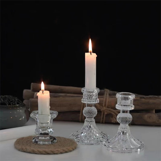 Glass Candlestick Home Pole Candle Base Romantic Dining Table
