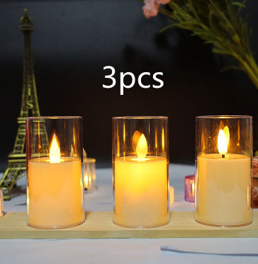 Led Electronic Luminous Candle  Transparent Glass