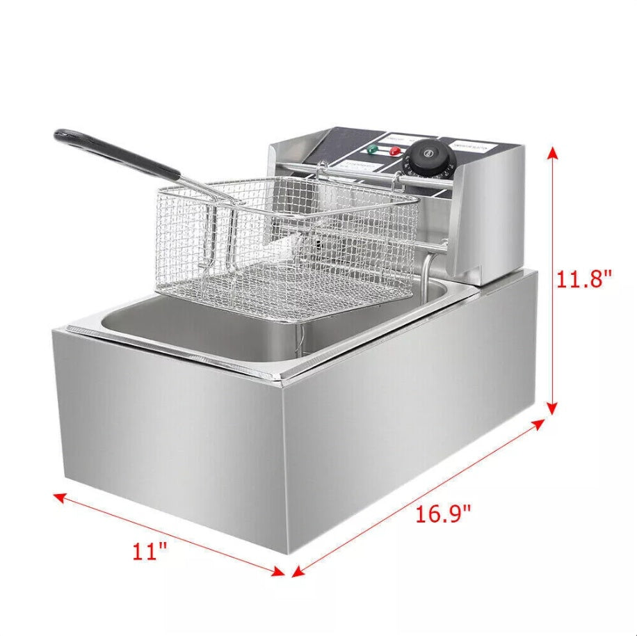 Commercial 10L Fast Electric Deep Fryer Fat Chip Single Tank Stainless Steel UK