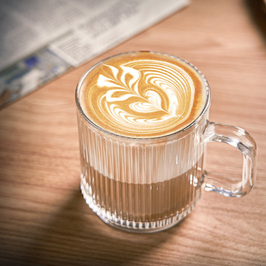 Simple Striped Glass Cup With Handle Thickened Mug